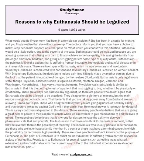 persuasive essay euthanasia should be legal